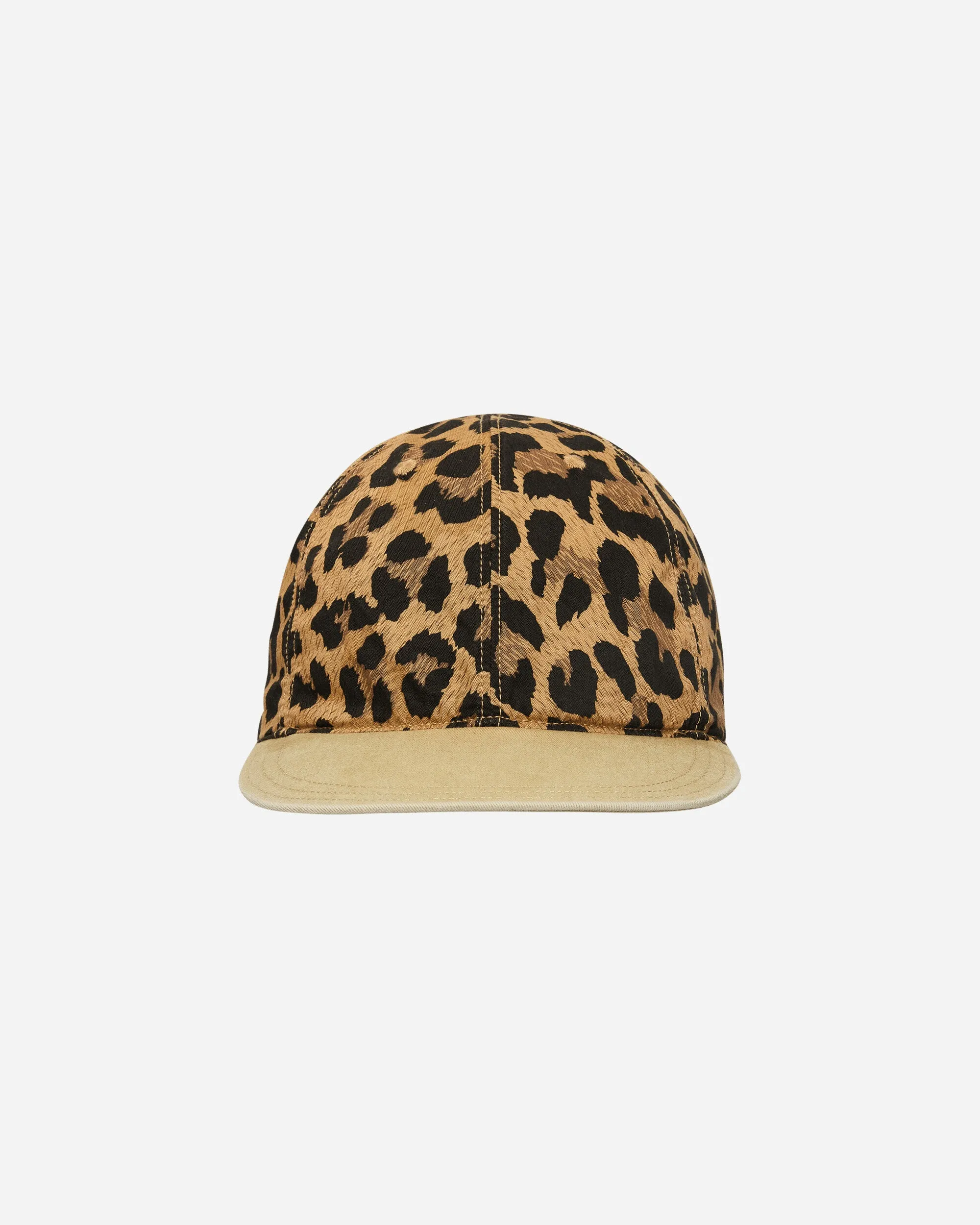Cotton Herringbone Leopard Baseball Cap Brown