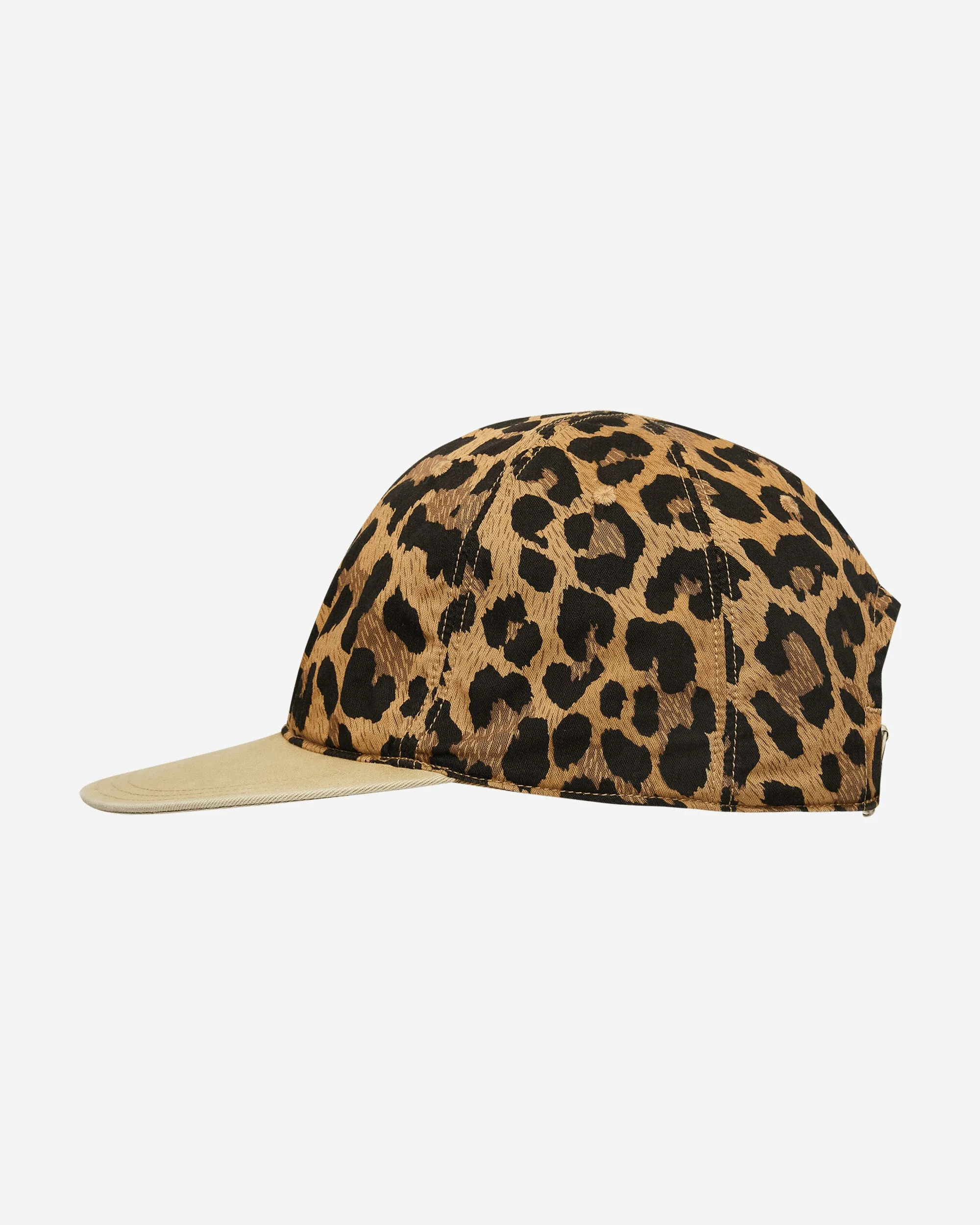 Cotton Herringbone Leopard Baseball Cap Brown