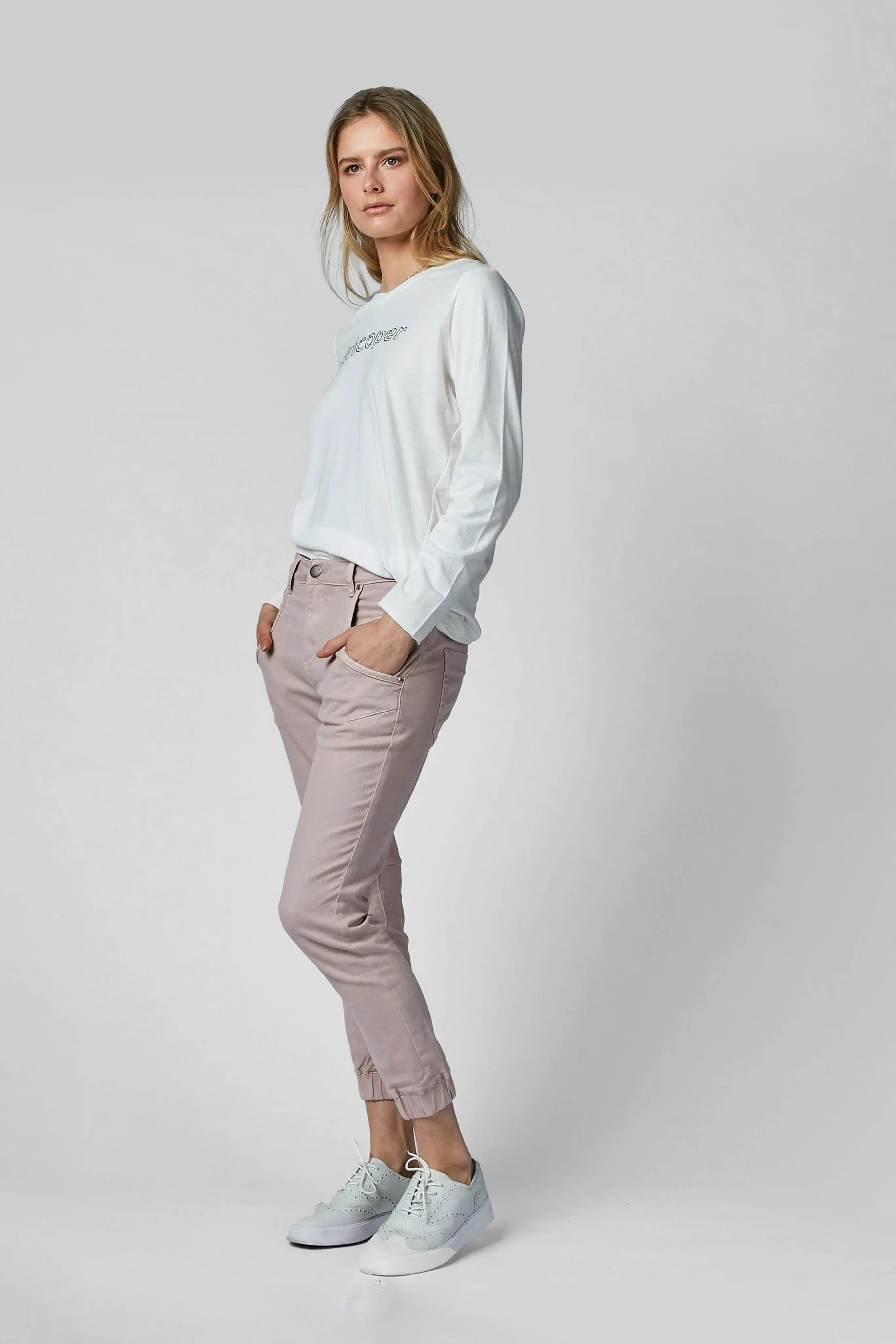 Cuffed Pink Clay Jeans