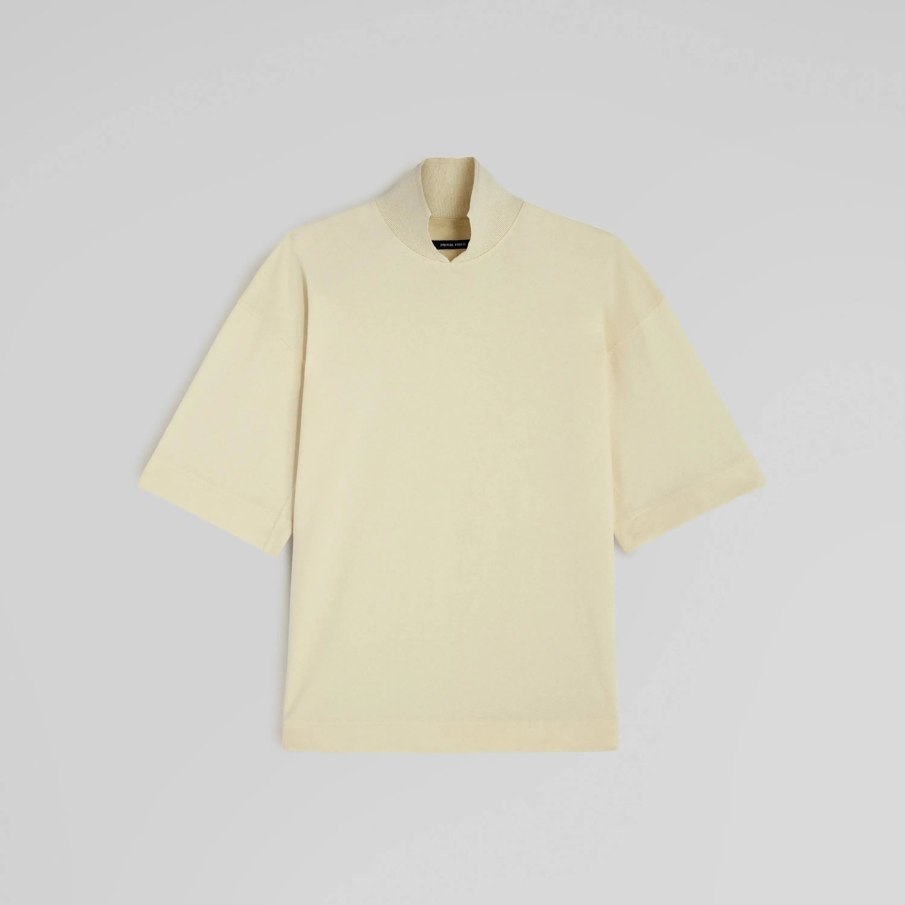 CUT COLLAR T-SHIRT | cream cotton