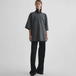 CUT COLLAR T-SHIRT | washed black cotton