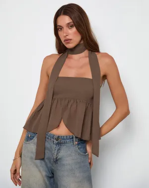Desir Bandeau Top in Chiffon Coffee