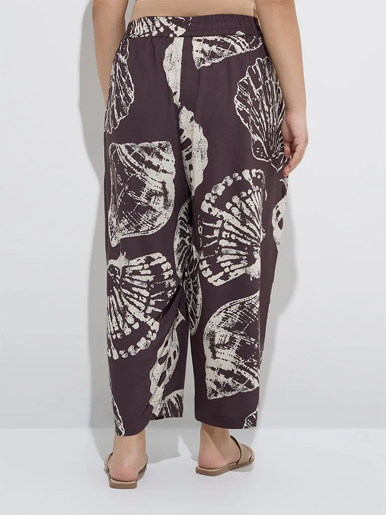 Diza Dark Brown Sea-Shell Design Ethnic Pants
