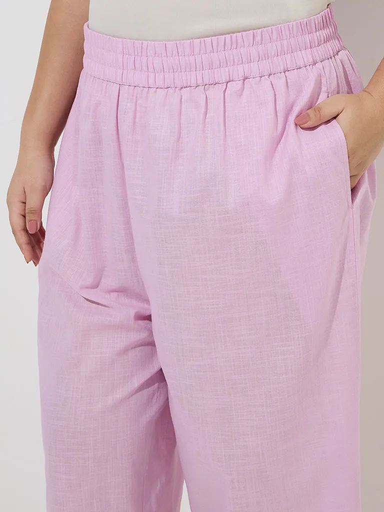 Diza Lilac Solid Cotton Ethnic Pants