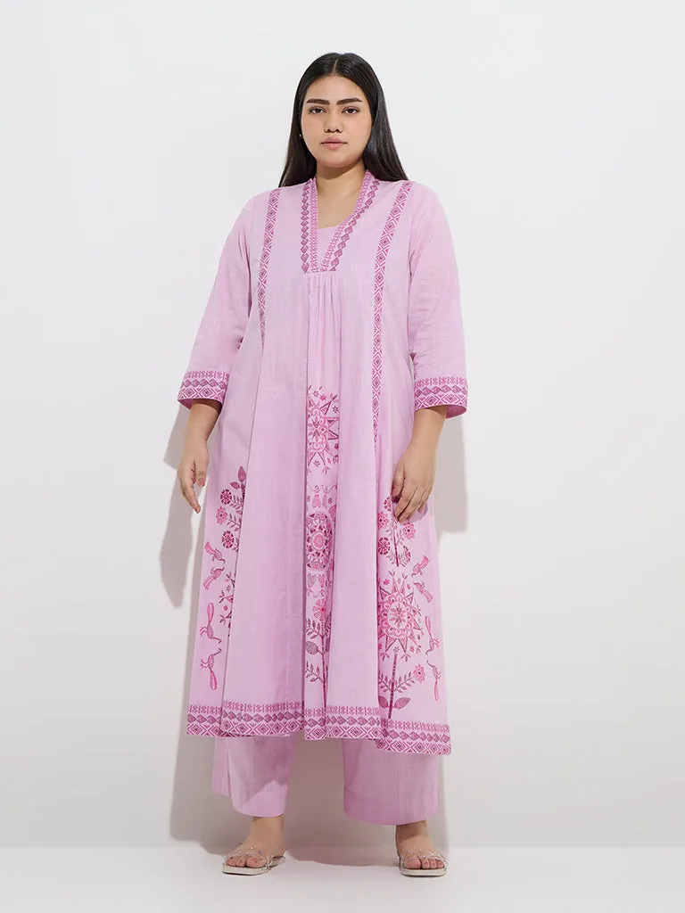 Diza Lilac Solid Cotton Ethnic Pants