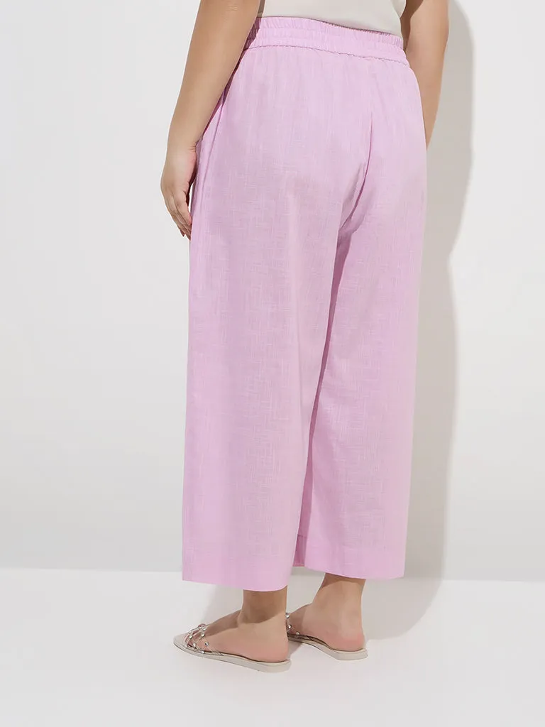 Diza Lilac Solid Cotton Ethnic Pants