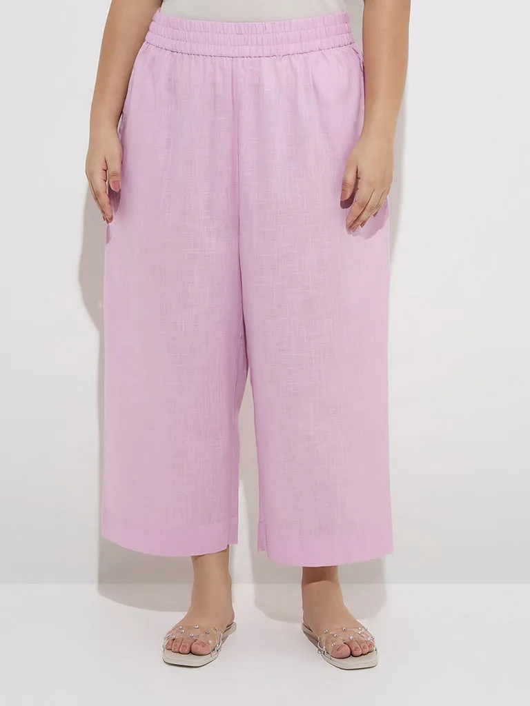 Diza Lilac Solid Cotton Ethnic Pants