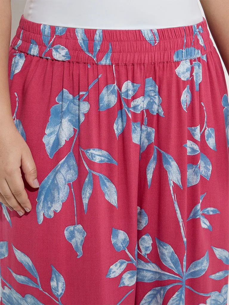 Diza Magenta Botanical Design Ethnic Pants