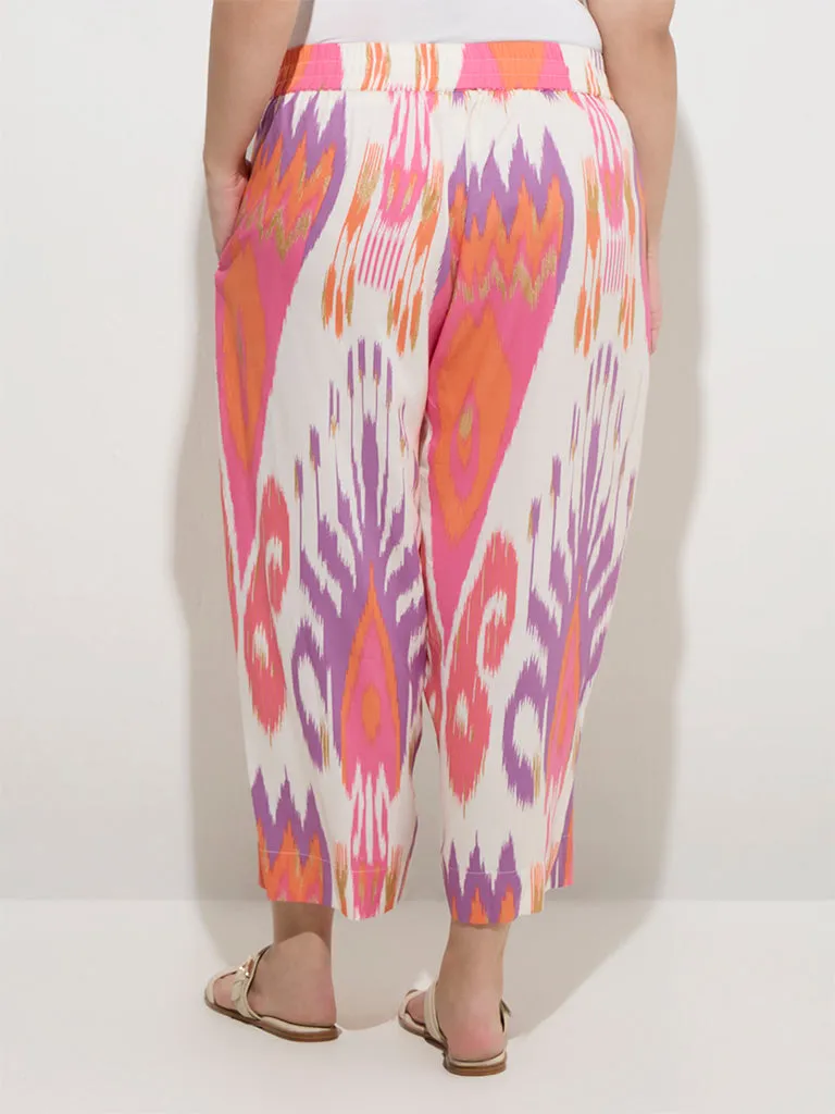 Diza Multicolour Ikat Design Cotton Ethnic Pants