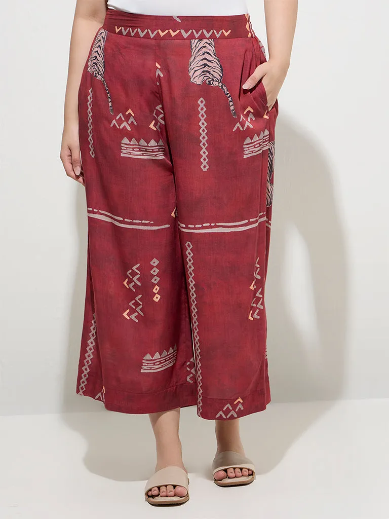 Diza Red Tribal-Inspired Palazzos