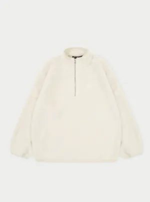 EMBLEM BORG QUARTER ZIP FUNNEL NECK JUMPER - OFF WHITE