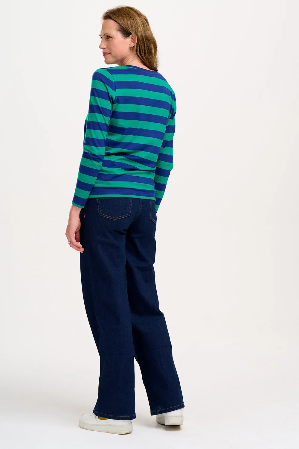 Emma Jersey Top - Navy/Green. Happy Stripes
