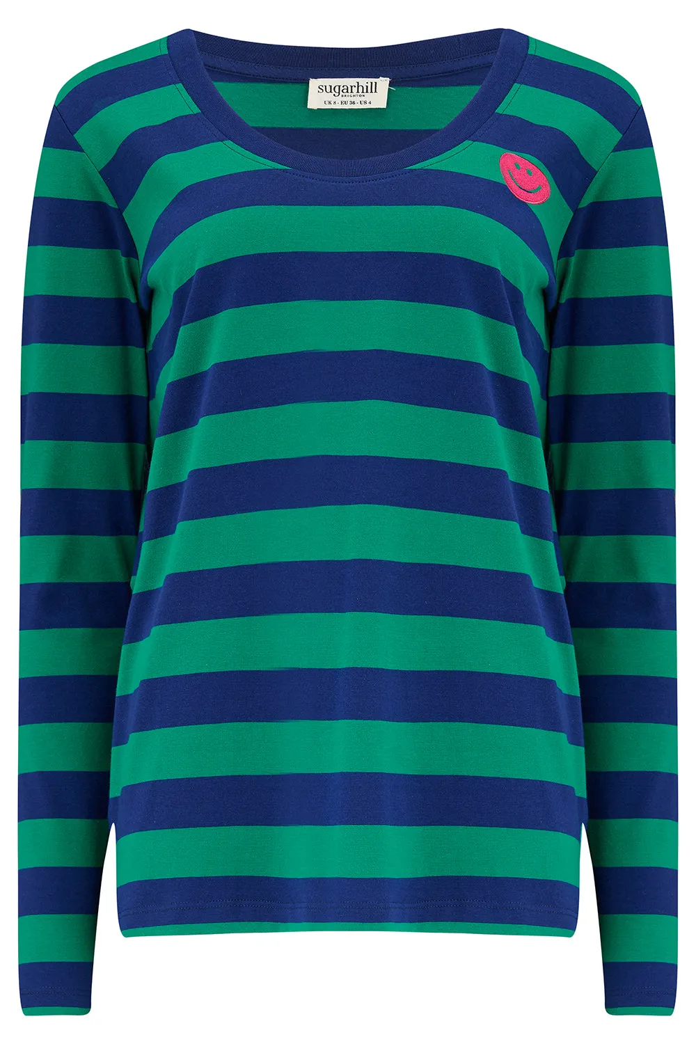 Emma Jersey Top - Navy/Green. Happy Stripes