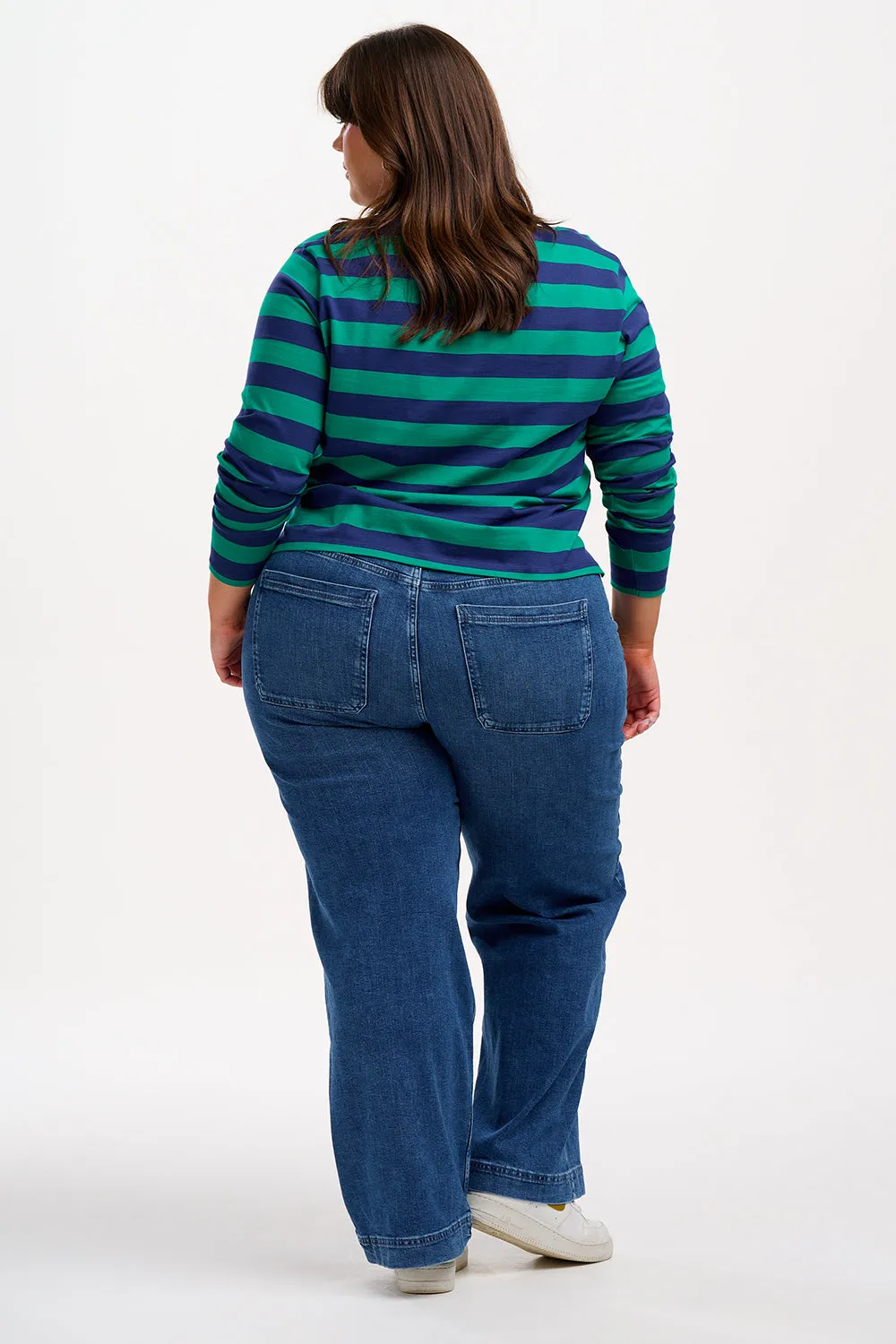 Emma Jersey Top - Navy/Green. Happy Stripes