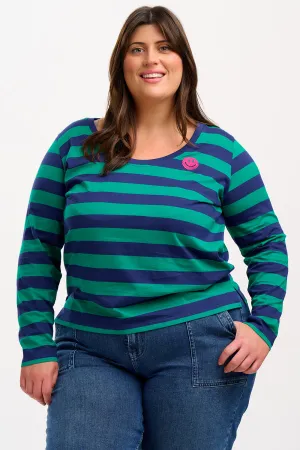 Emma Jersey Top - Navy/Green. Happy Stripes