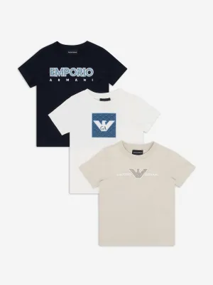Emporio Armani Boys T-Shirt Set (3 Pack) in Beige