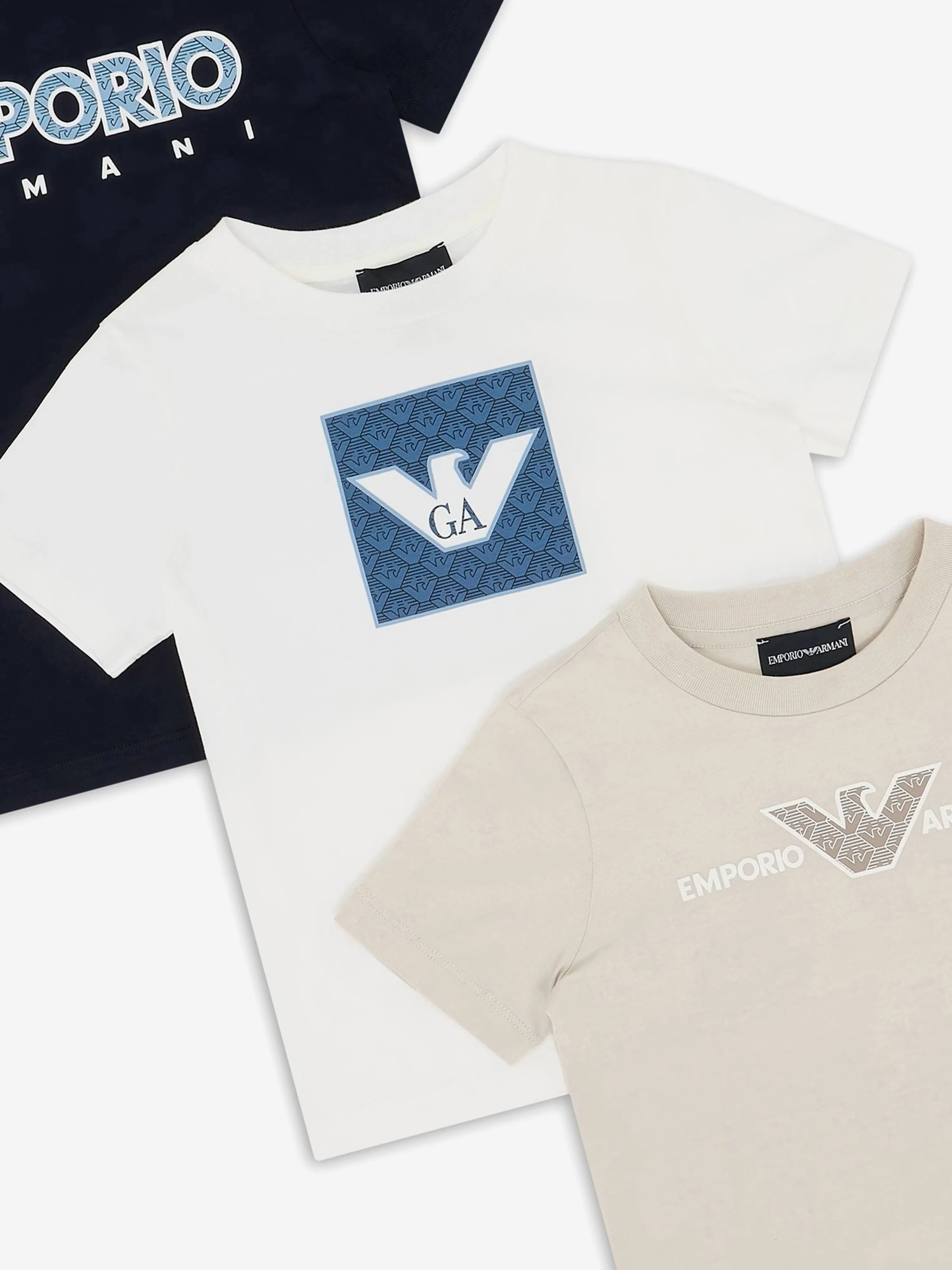 Emporio Armani Boys T-Shirt Set (3 Pack) in Beige