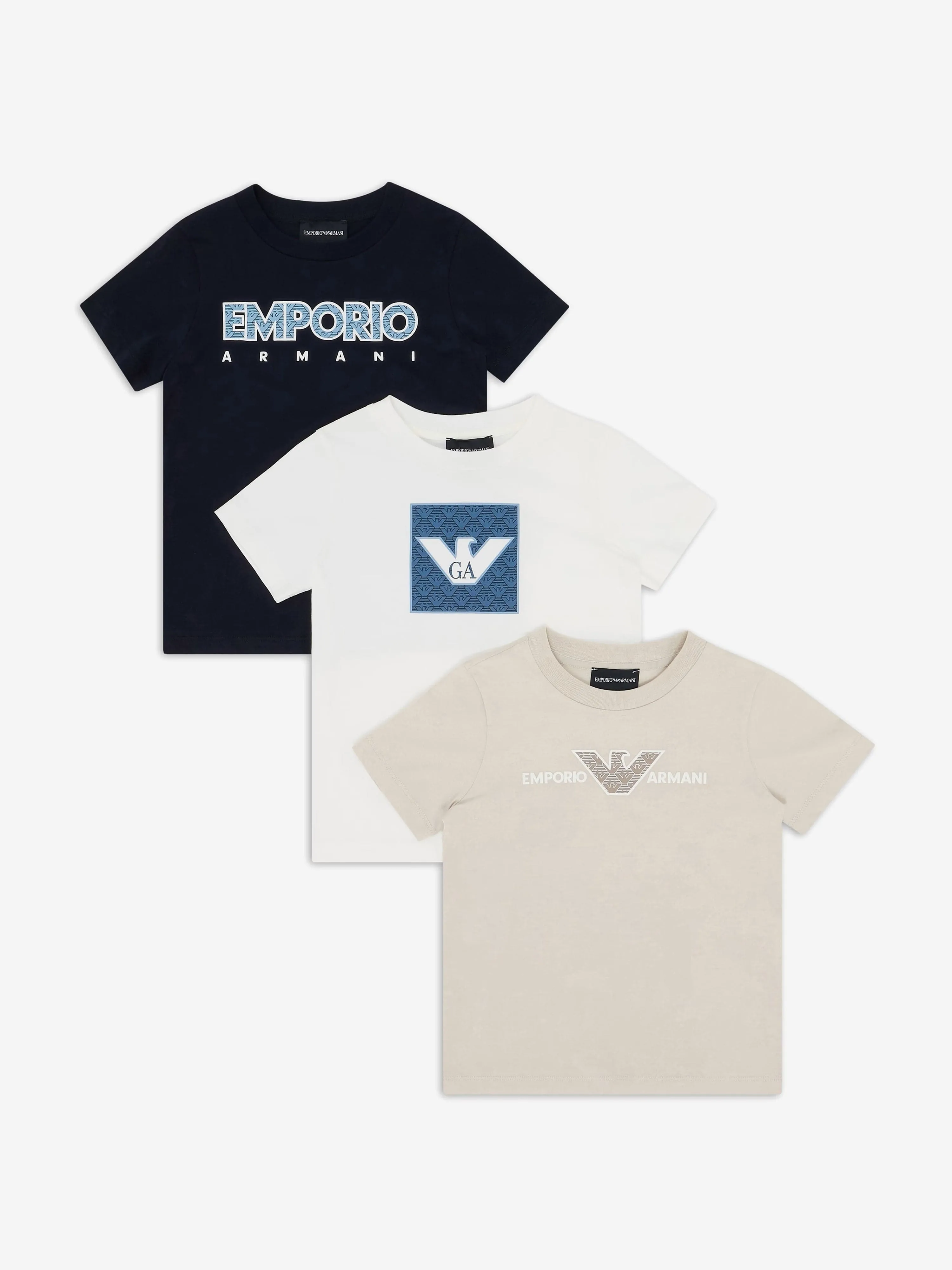 Emporio Armani Boys T-Shirt Set (3 Pack) in Beige