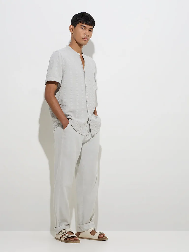 ETA Grey Crinkled Relaxed-Fit Cotton Shirt