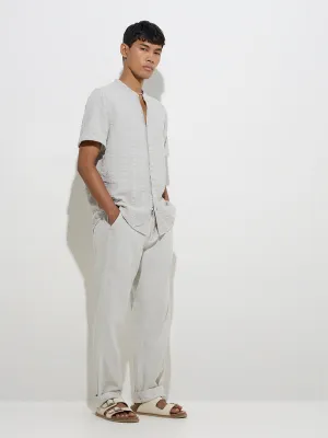 ETA Grey Crinkled Relaxed-Fit Cotton Shirt