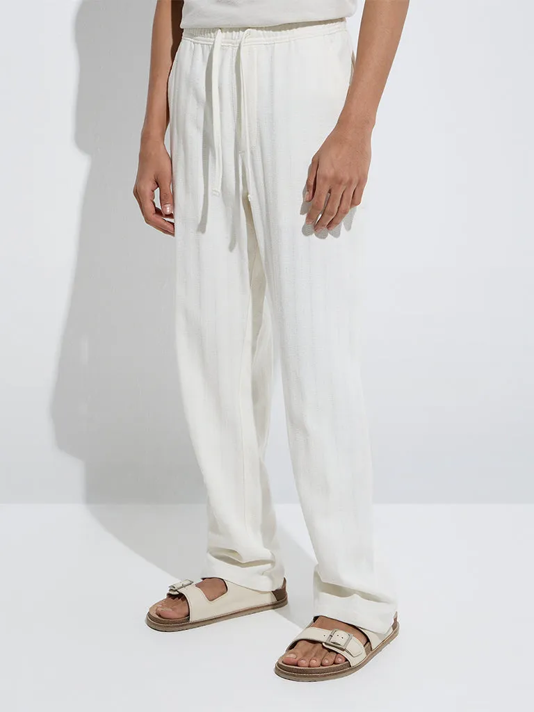 ETA Off-White Self Relaxed-Fit Mid-Rise Cotton Chinos