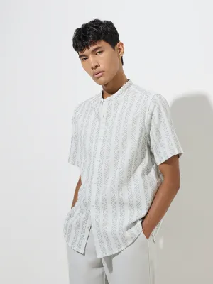 ETA Sage Aztec Design Relaxed-Fit Cotton-Blend Shirt