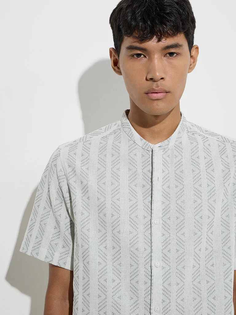 ETA Sage Aztec Design Relaxed-Fit Cotton-Blend Shirt