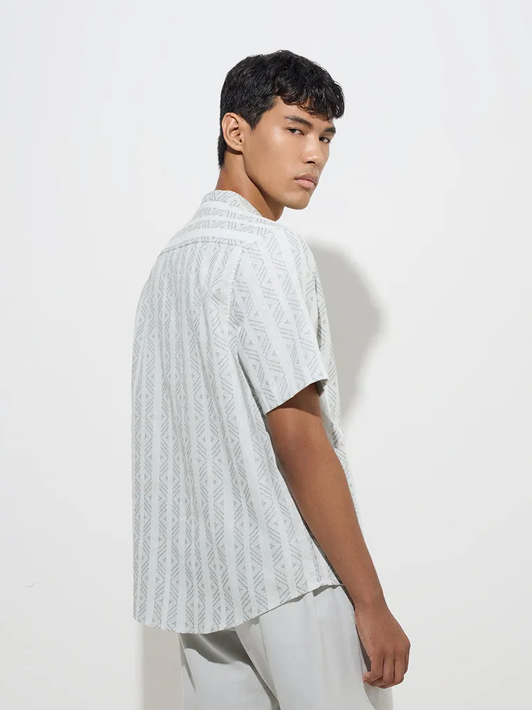 ETA Sage Aztec Design Relaxed-Fit Cotton-Blend Shirt