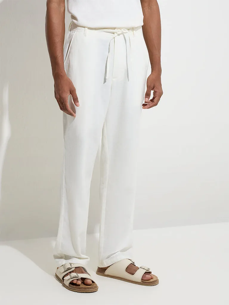 ETA White Relaxed-Fit Mid-Rise Cotton-Blend Chinos