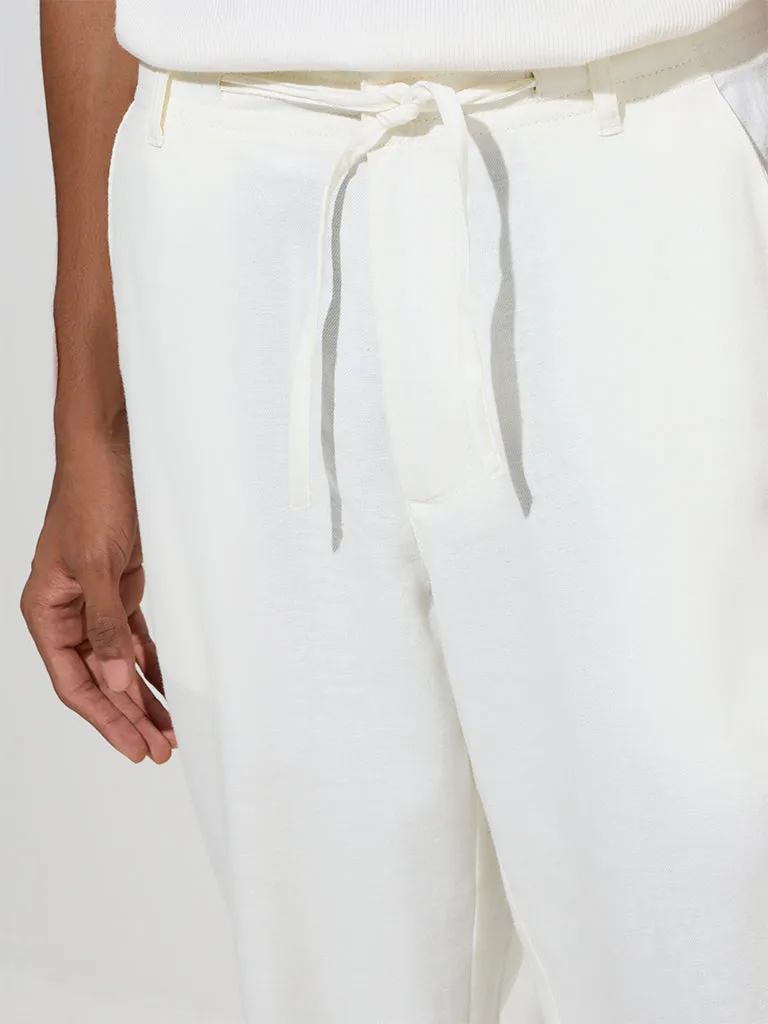 ETA White Relaxed-Fit Mid-Rise Cotton-Blend Chinos