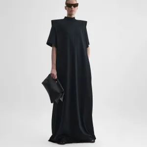 FOLDED SHOULDER DRESS | black jersey