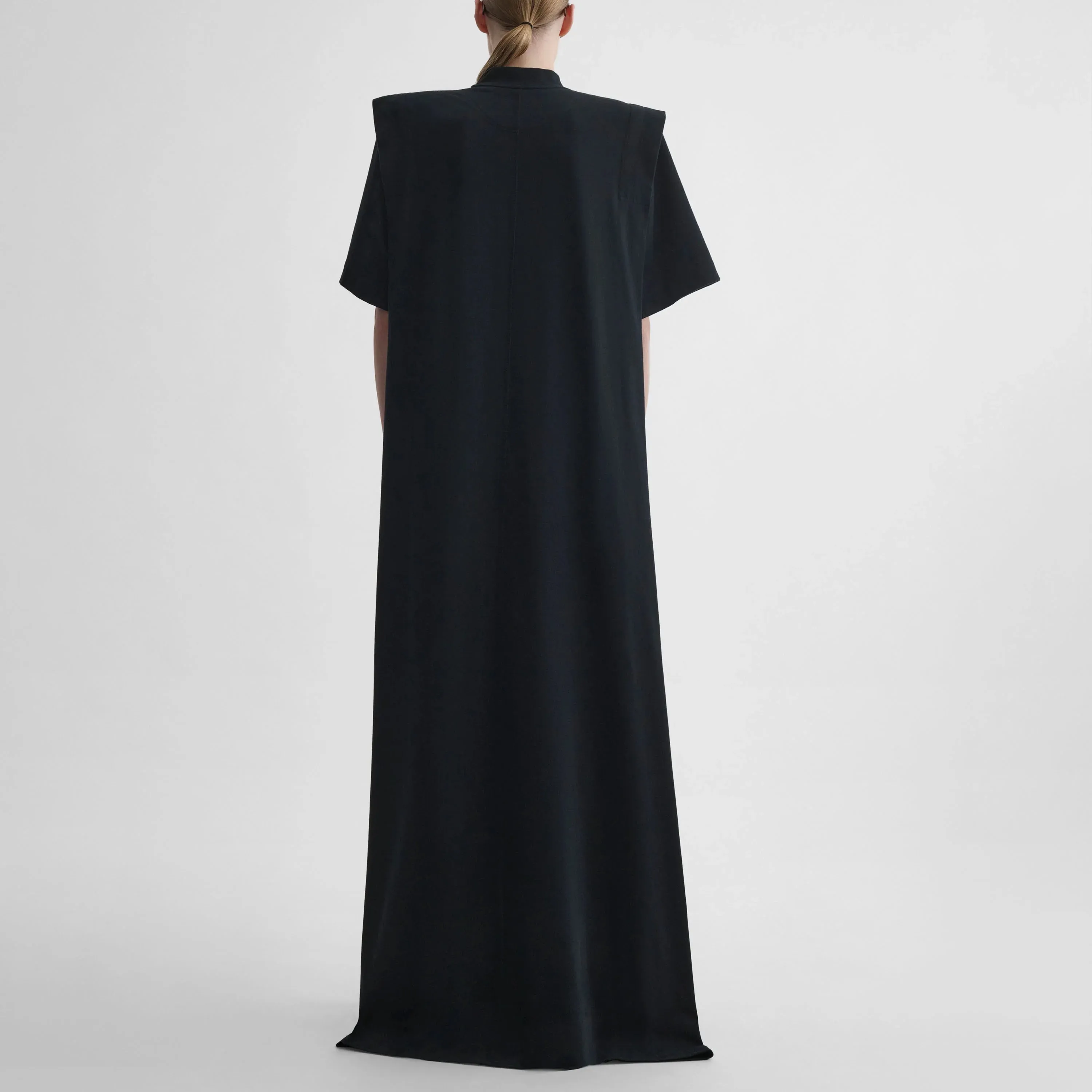 FOLDED SHOULDER DRESS | black jersey