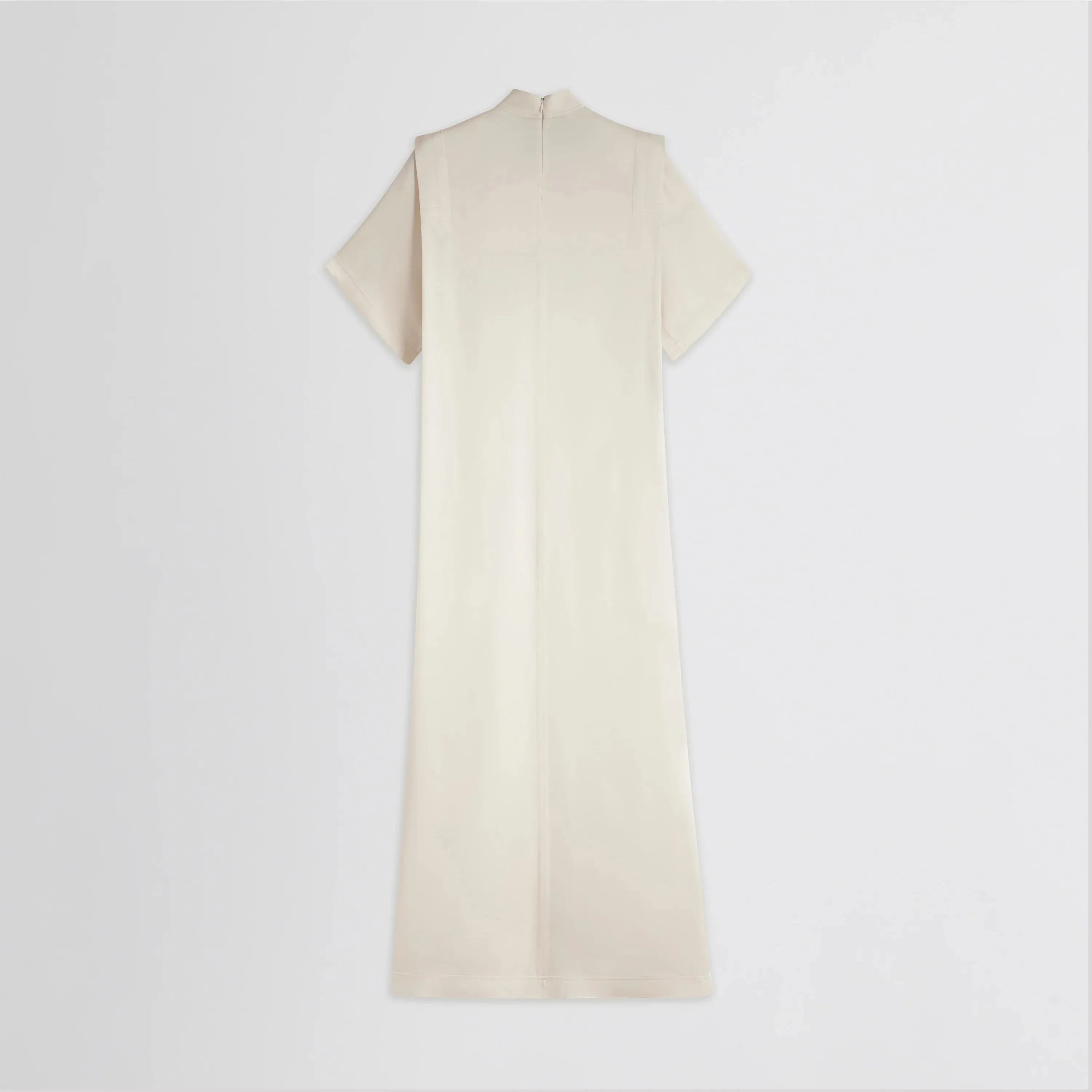 FOLDED SHOULDER DRESS | vanilla satin back crepe