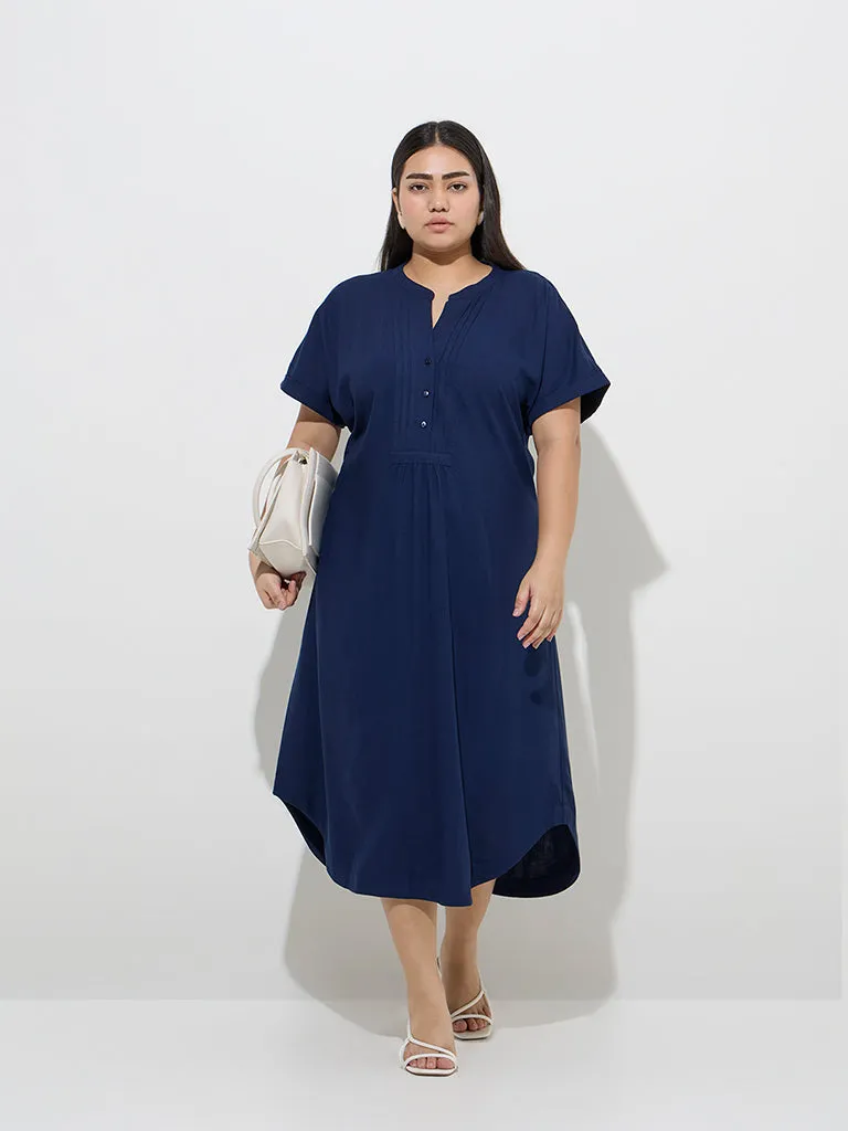 Gia Navy Solid A-Line Dress