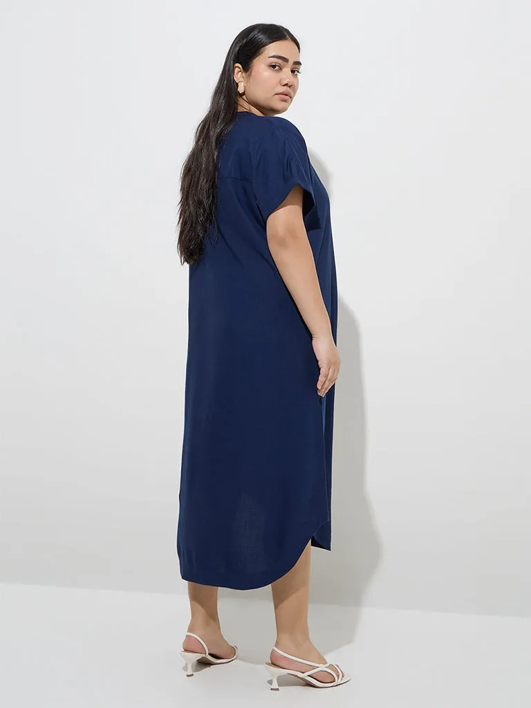 Gia Navy Solid A-Line Dress