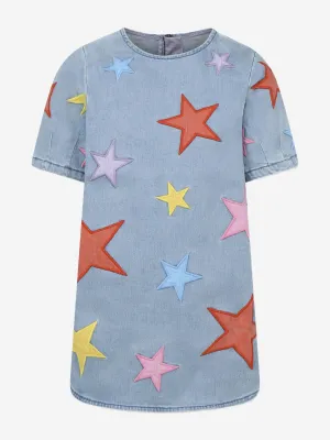 Girls Chambray Star Dress in Blue