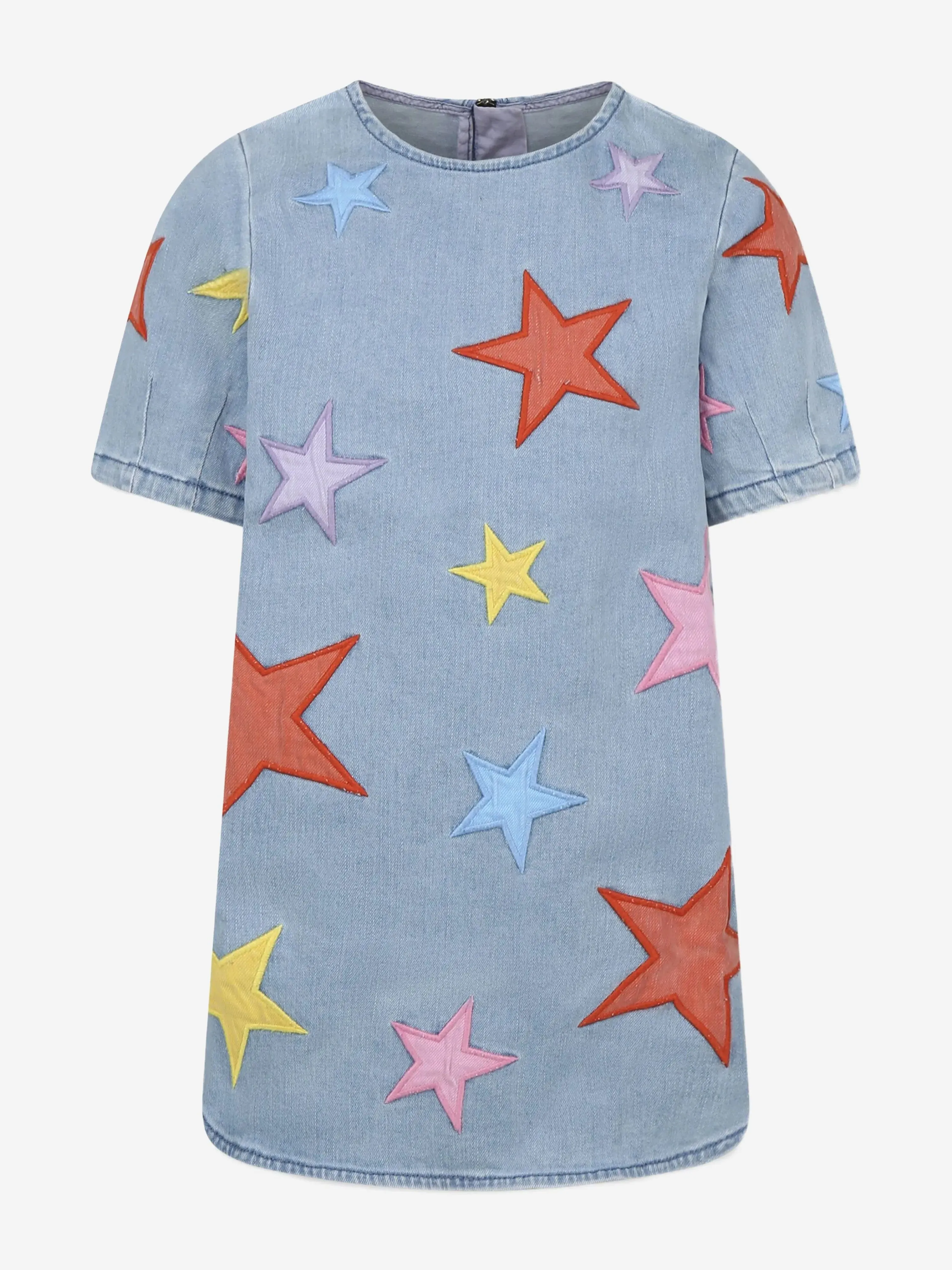 Girls Chambray Star Dress in Blue