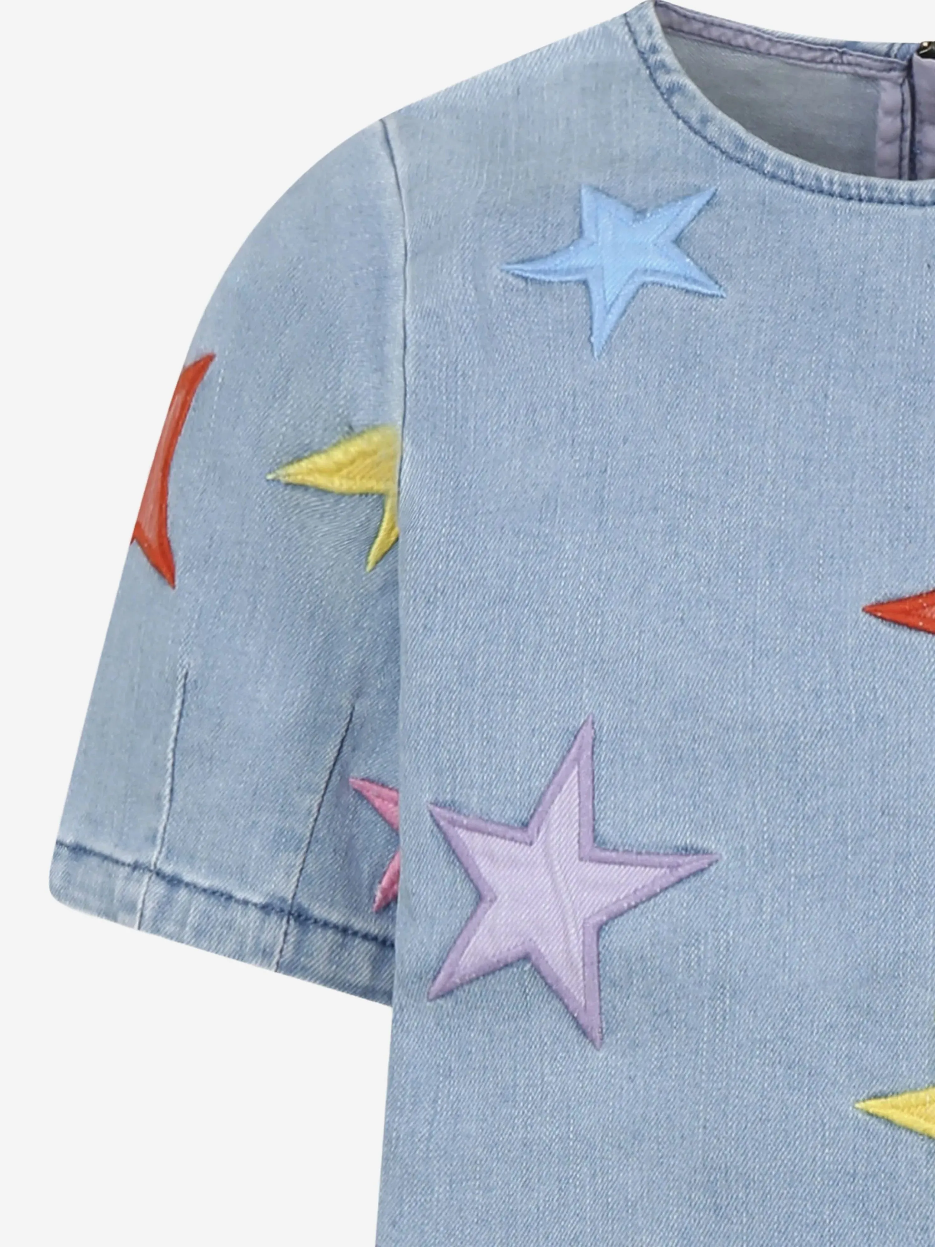 Girls Chambray Star Dress in Blue