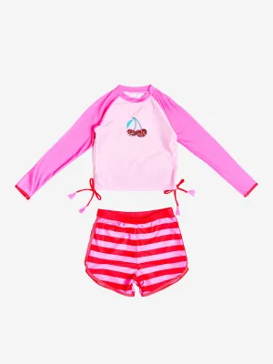 Girls Cherry Swim Set in Pink (UPF50 )