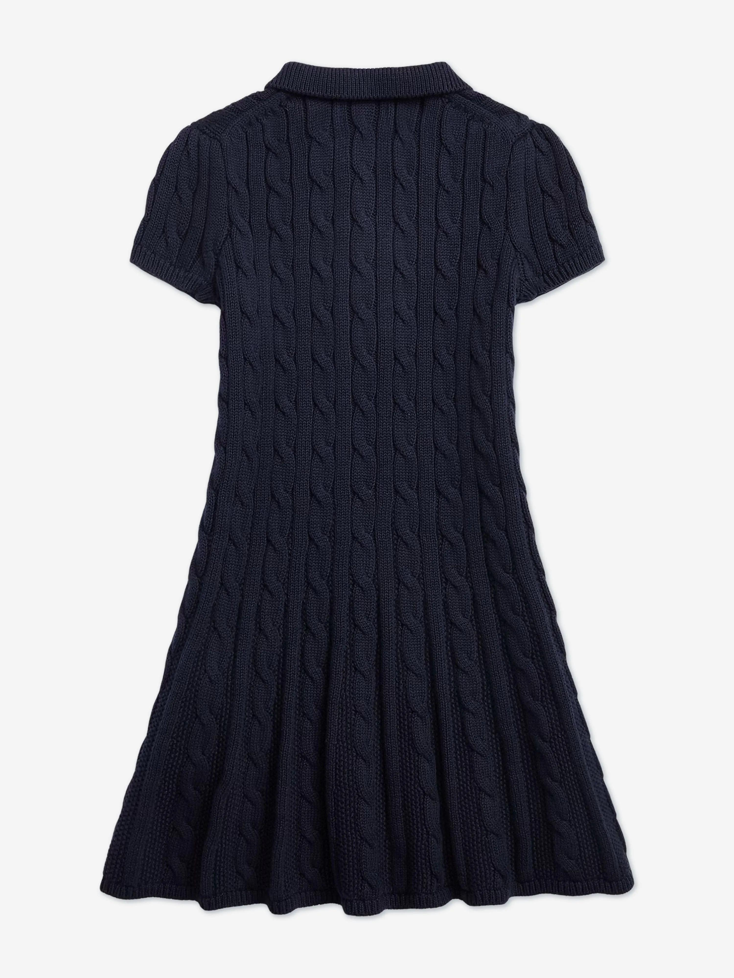 Girls Classic Cable Day Dress in Navy