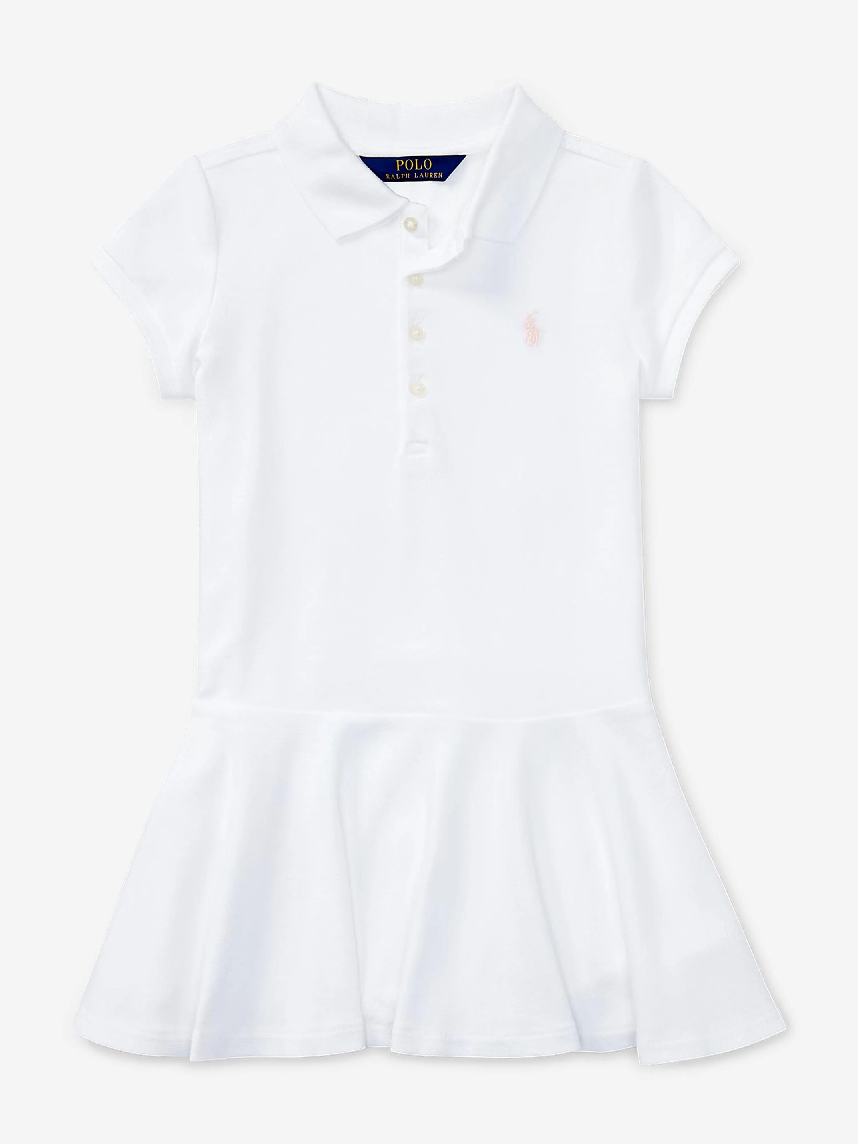 Girls Cotton Polo Dress in White