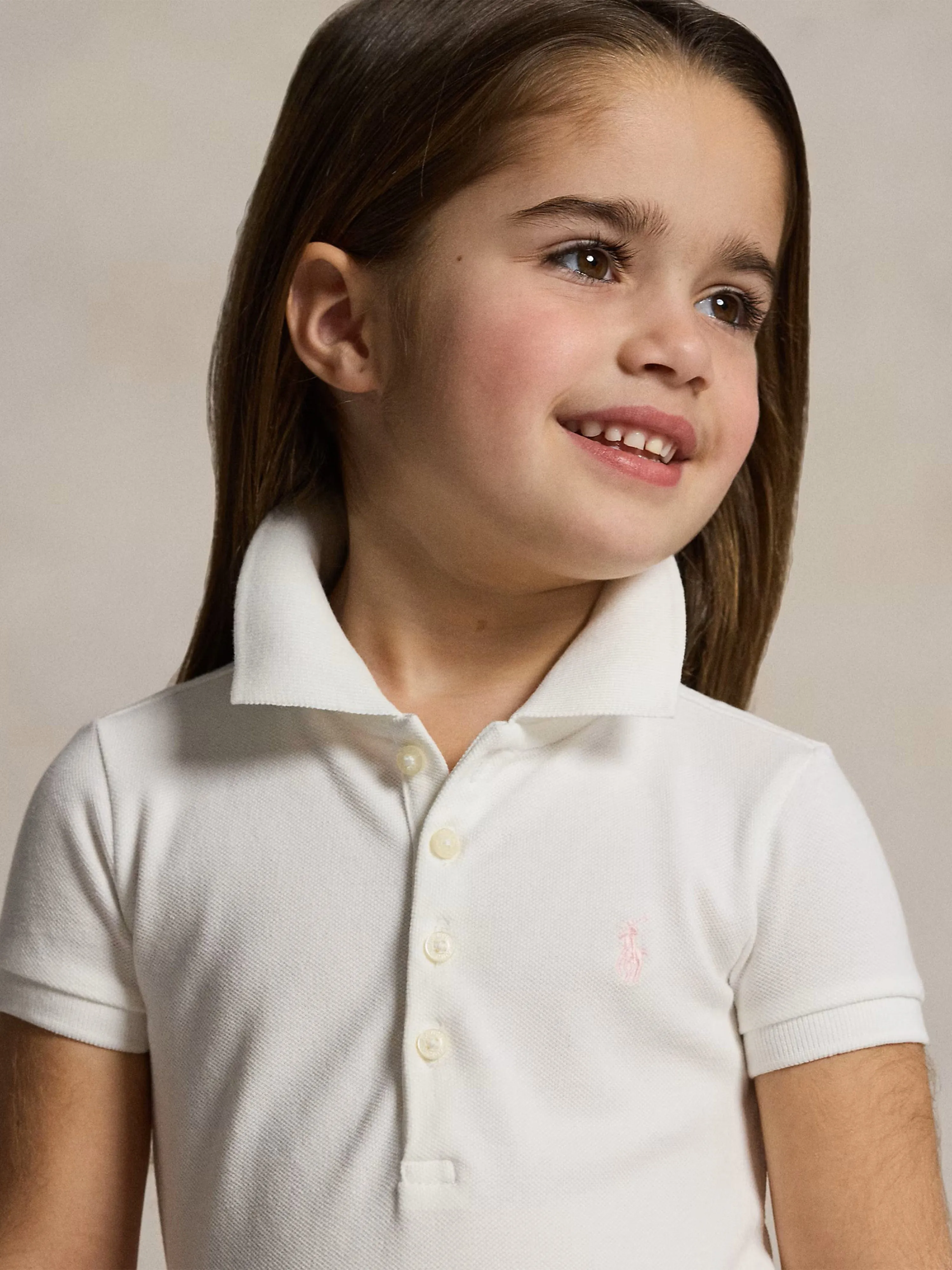 Girls Cotton Polo Dress in White