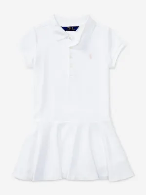 Girls Cotton Polo Dress in White