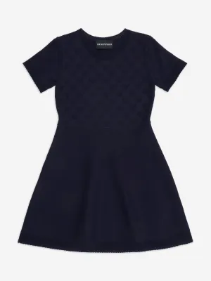 Girls Fine Knit Dress in Navy