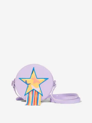 Girls Fringed Star Round Shoulder Bag in Purple (L:16 x H:16 x W:4.5cm)