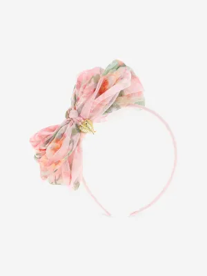 Girls Gladys Flower Tulle Headband in Pink