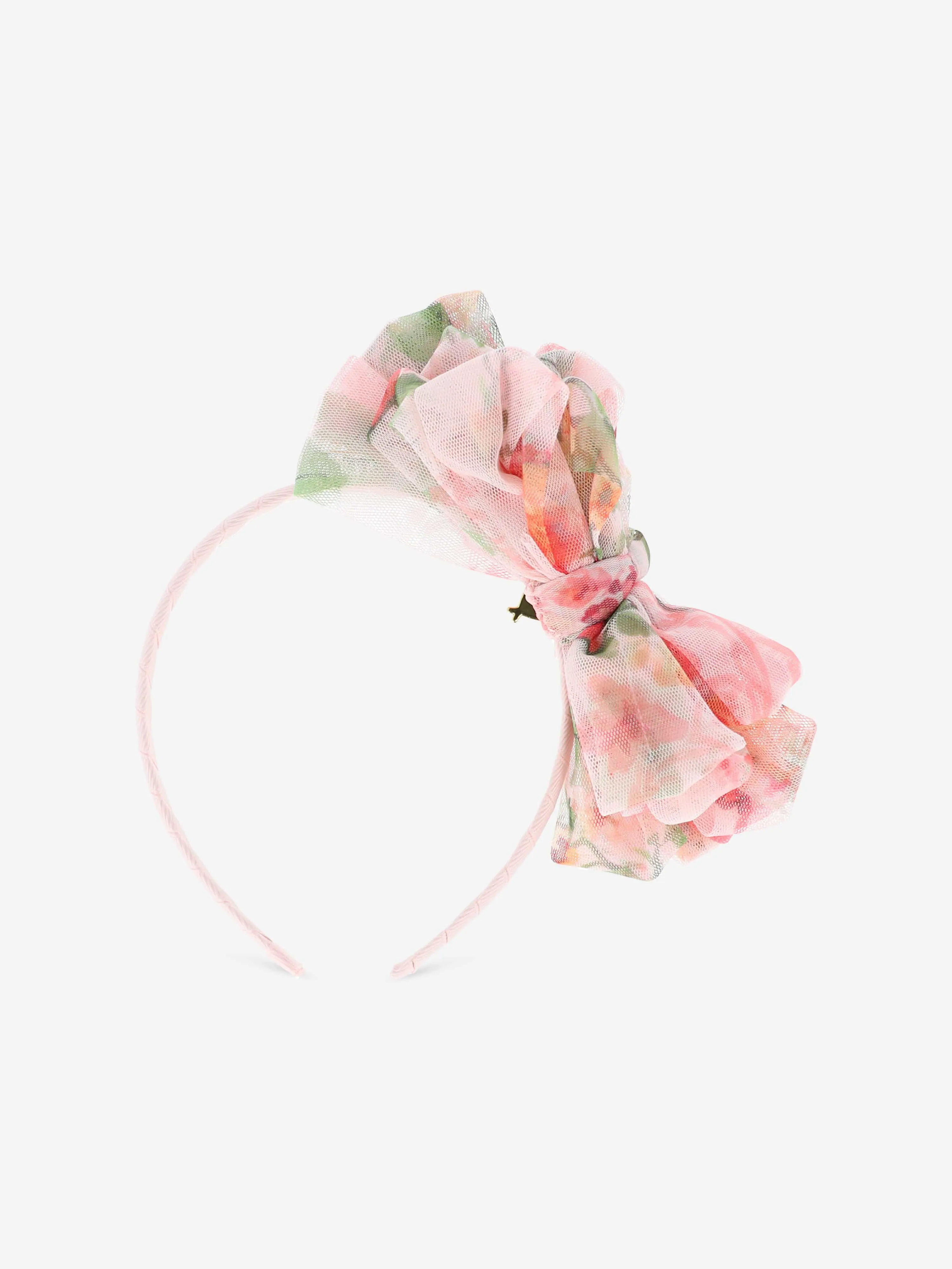 Girls Gladys Flower Tulle Headband in Pink