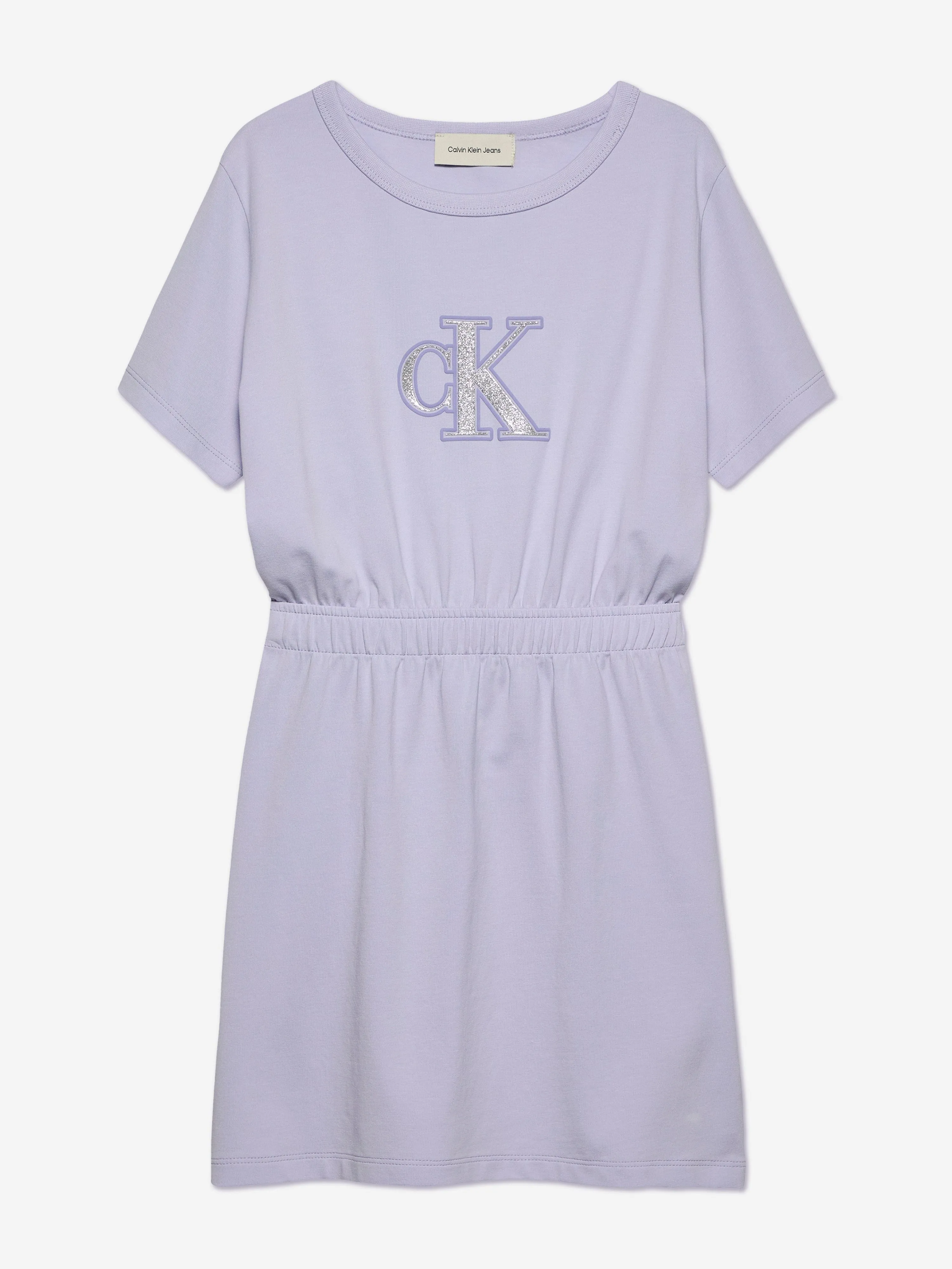 Girls Monologo Metallic T-Shirt Dress in Purple