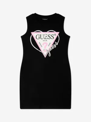 Girls Sleeveless Logo Dress in Black