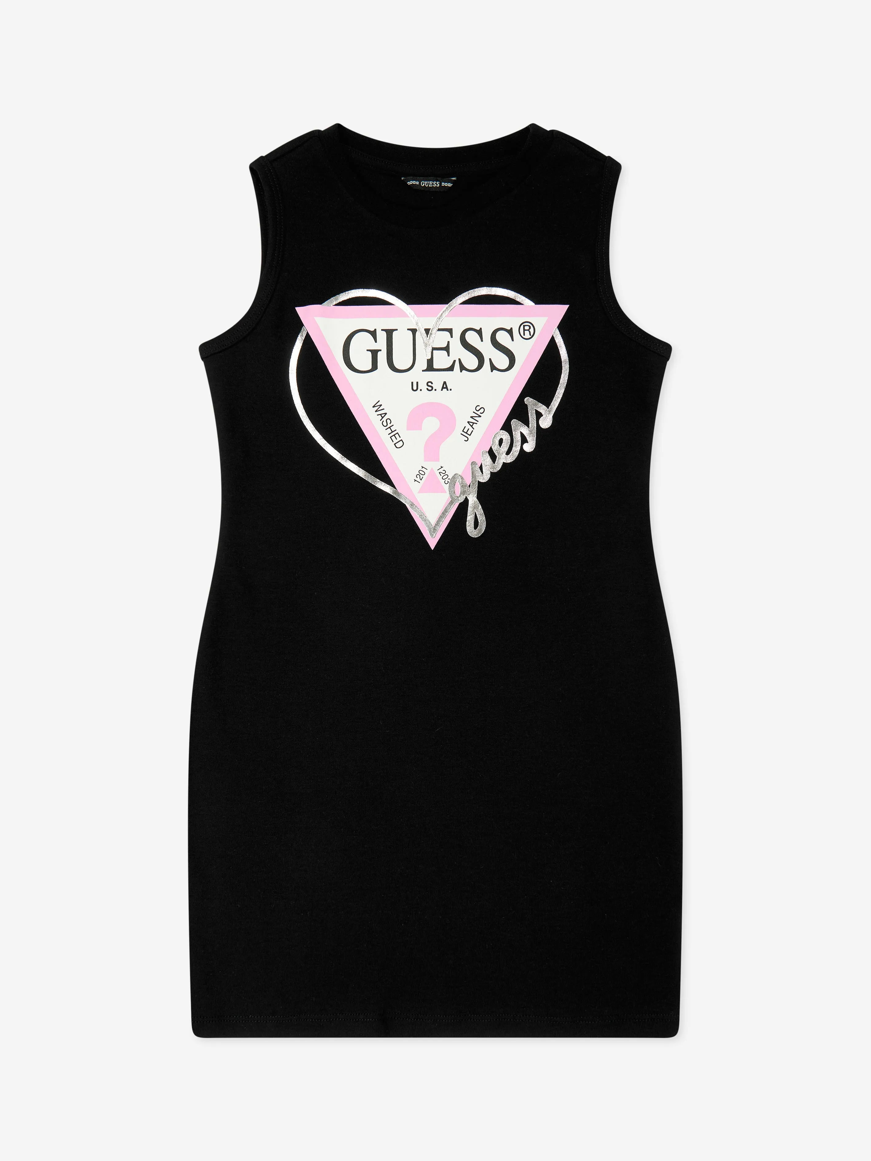 Girls Sleeveless Logo Dress in Black